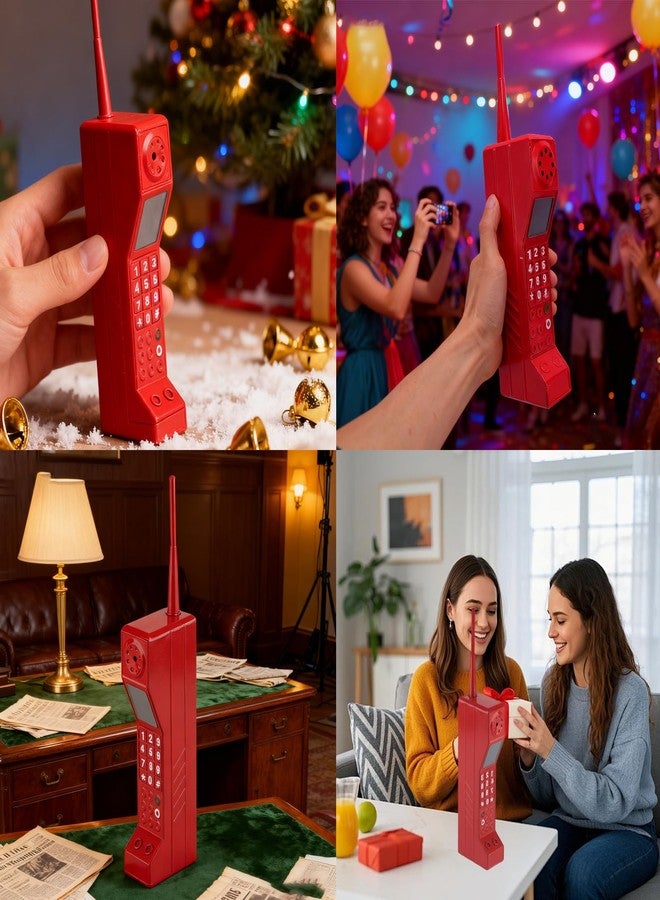 زينة هاتف خلوي من الطوب بتصميم كلاسيكي من CHEOTIME، نموذج هاتف محمول قديم الطراز من الطوب، نموذج هاتف خلوي عتيق، دعائم تصويرية، زينة أنيقة (أحمر) - Image 4